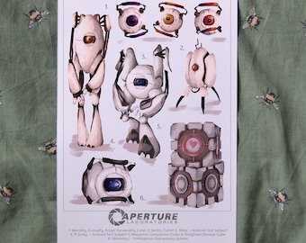 Portal 2 Aperture Inventions/Robots Print - A5 or A4