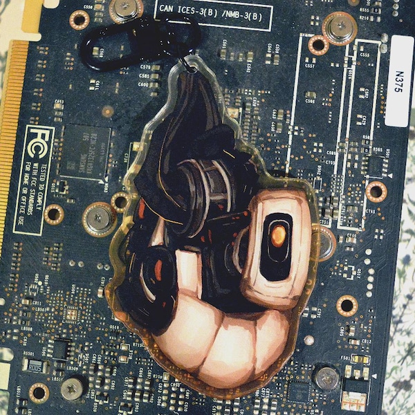 Llavero acrílico de 8,9 cm (3,5 pulgadas) de Portal 2 Glados - portal, portal 2, válvula, caja naranja