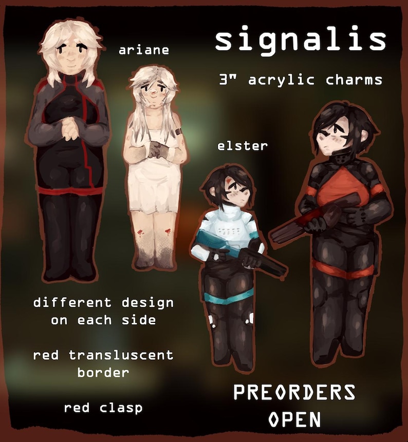 Signalis Elster & Ariane 3 Inch Double Sided Acrylic Charms - Etsy
