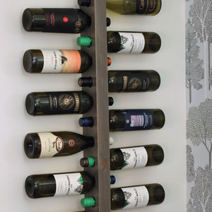 Handmade Wood Wine Rack: Minimalist Wall Mounted 12-Bottle Holder