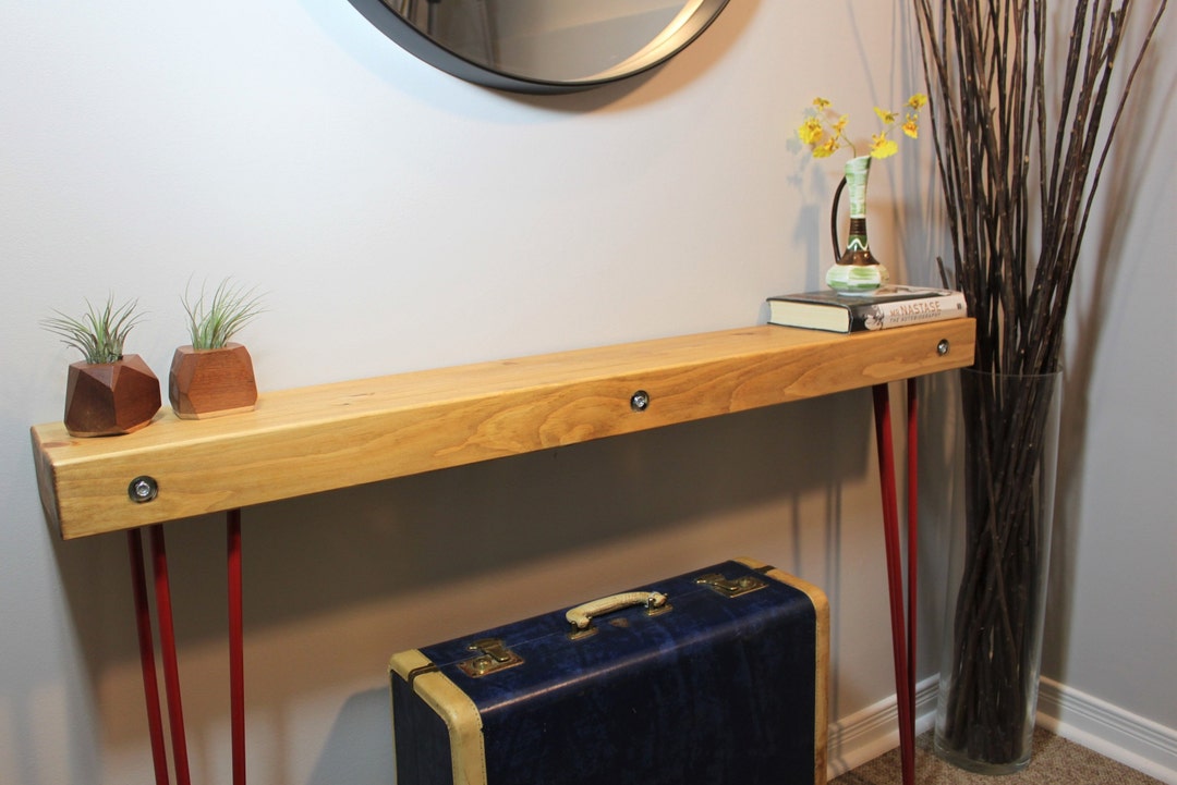 Narrow Console Table, Narrow Hallway Table With Hairpin Legs, Modern