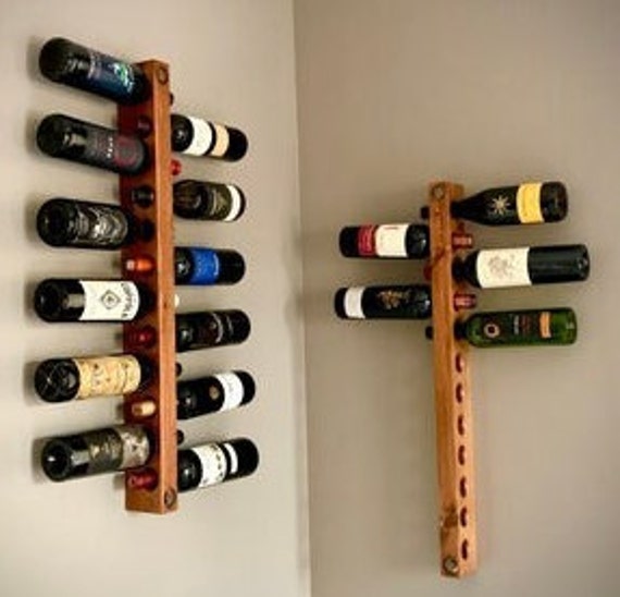 Vertical Wine Rack 12 Bottle SET OF TWO Wine Rack Wood Wall Mounted Wine Rack Custom Wine Rack Kitchen Wine Decor Housewarming Gift Etsy