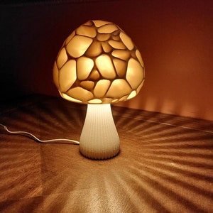 Mushroom 3D Printed Accent Lamp Voronoi Mushroom Lamp Many Color Options Mood Lighting White