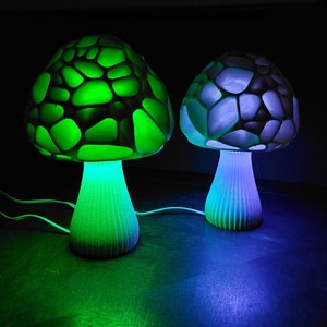 Mushroom 3D Printed Accent Lamp Voronoi Mushroom Lamp Many Color Options Mood Lighting image 4
