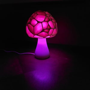 Mushroom 3D Printed Accent Lamp Voronoi Mushroom Lamp Many Color Options Mood Lighting Purple