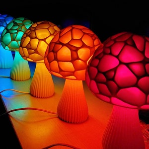 Mushroom 3D Printed Accent Lamp Voronoi Mushroom Lamp Many Color Options Mood Lighting image 1