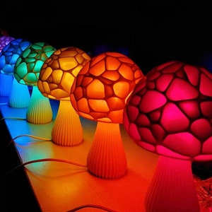 Mushroom 3D Printed Accent Lamp Voronoi Mushroom Lamp Many Color Options Mood Lighting image 2