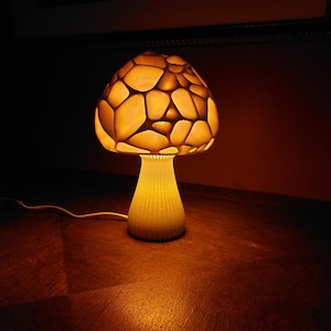 Mushroom 3D Printed Accent Lamp Voronoi Mushroom Lamp Many Color Options Mood Lighting Yellow