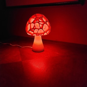 Mushroom 3D Printed Accent Lamp Voronoi Mushroom Lamp Many Color Options Mood Lighting Orange