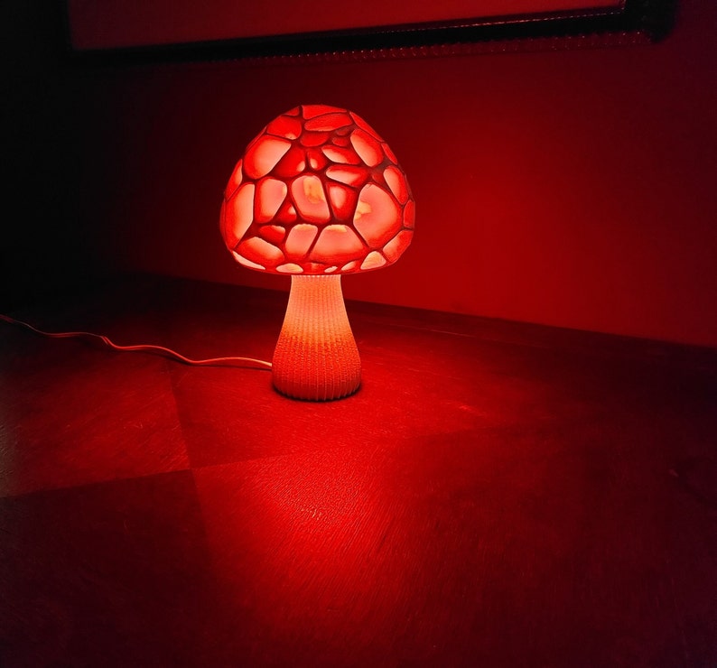 Mushroom 3D Printed Accent Lamp Voronoi Mushroom Lamp Many Color Options Mood Lighting Orange