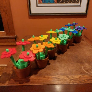 Big Brick Flower, Giant brick flower with pot -3d printed