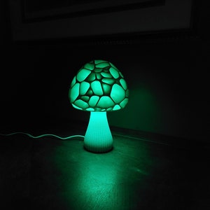 Mushroom 3D Printed Accent Lamp Voronoi Mushroom Lamp Many Color Options Mood Lighting Green