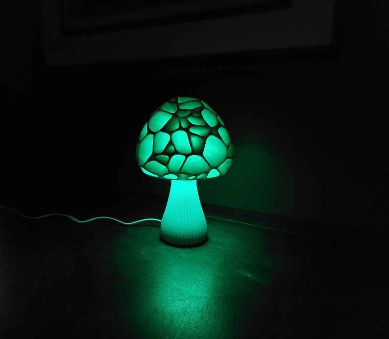 Mushroom 3D Printed Accent Lamp Voronoi Mushroom Lamp Many Color Options Mood Lighting Green