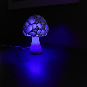 Mushroom 3D Printed Accent Lamp Voronoi Mushroom Lamp Many Color Options Mood Lighting Blue