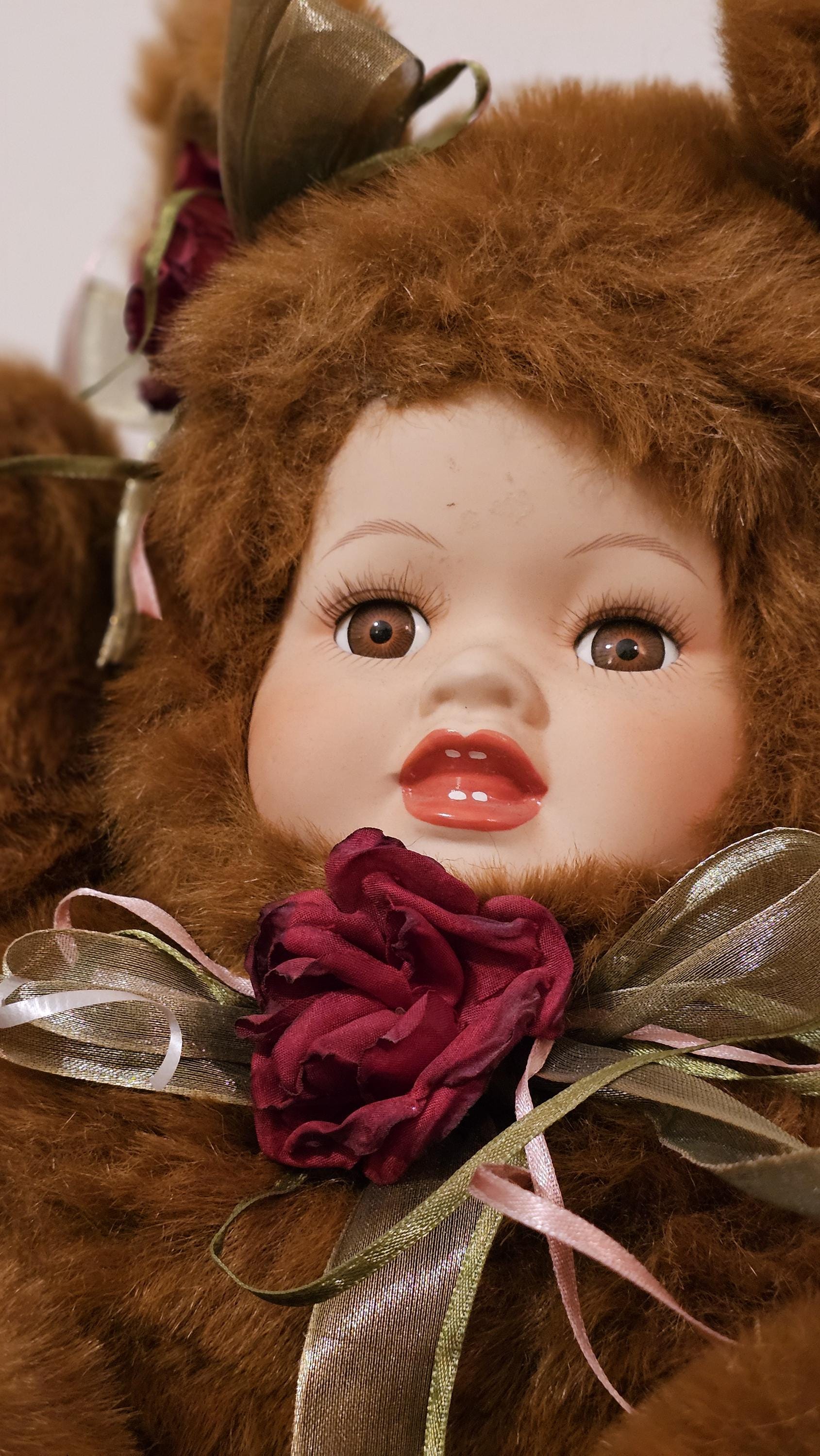 Vintage Porcelain Teddy Bear Doll - Penelope - Etsy