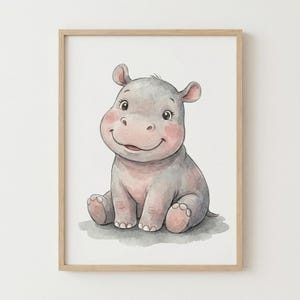 Art de la chambre de bébé hippopotame, affiche de bébé animal