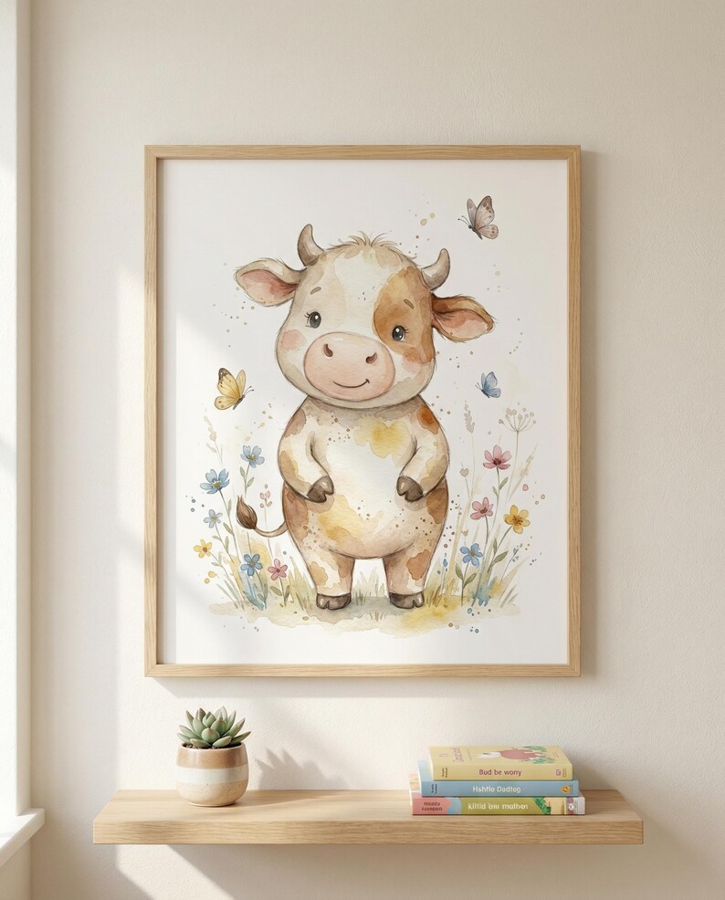 Poster bébé vache, oeuvre d'art murale pour chambre d'enfant image 4