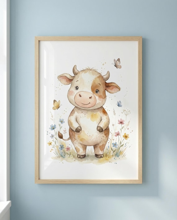 Baby Cow Poster, Nursery Wall Art
