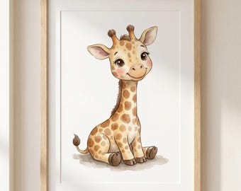 Láminas de jirafas para guardería, póster de animales bebés, decoración de pared estilo safari.