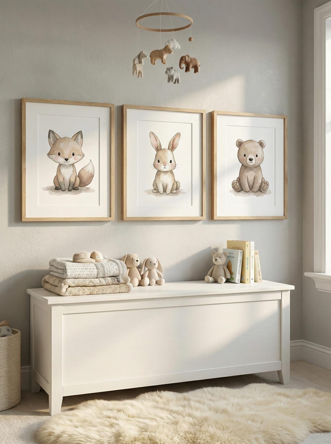 Woodland Nursery Wall Art Set, Bunny Bear Fox Prints - Etsy