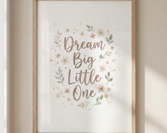 Arte de pared para guardería, impresión "Sueña con un bebé grande", decoración bohemia para habitación de bebé