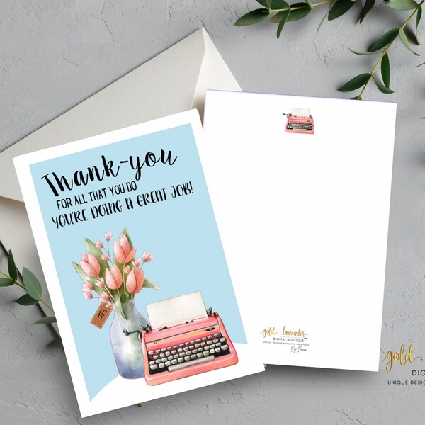 National Administration/ Employee Appreciation Day. Folded greeting card. Secretary Gift, Gift from Boss. digital download available!