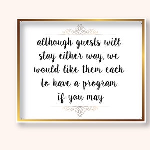 Handmade Wedding Day Program Sign- Instant Download - Wedding Sign Printable 8X10 - 1 PDF File Perfect To Frame