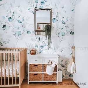 Botanical wallpaper with soft greenery illustrations, perfect for a serene and stylish decor.