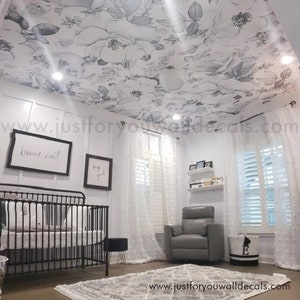 Black and White Wallpaper, Rose Wallpaper, Peony Wallpaper, Girl Nursery Wallpaper, Floral Wallpaper, Peel and Stick Removable 30-0022