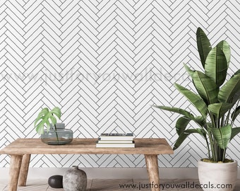 Chevron Wallpaper, Nursery Peel and Stick Wallpaper, Black and White Wallpaper, Nursery Wallpaper, Boy Wallpaper Removable Wallpaper 25-0008