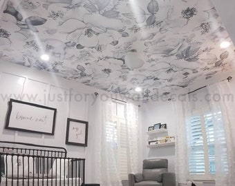 Black and White Wallpaper, Rose Wallpaper, Peony Wallpaper, Girl Nursery Wallpaper, Floral Wallpaper, Peel and Stick Removable 30-0022