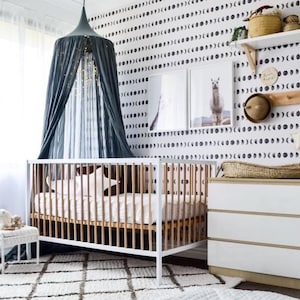 New Moon Wallpaper, Boys Room Removable Wallpaper, Black and White Wallpaper, Kids Nursery Wallpaper, Moon Cycle Wallpaper 25-0006