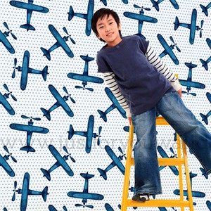 Airplane Peel and Stick Wallpaper, Boy Nursery Wallpaper, Blue Airplane wallpaper, Removable Wallpaper, Toddler Boys Room Wallpaper34-0007