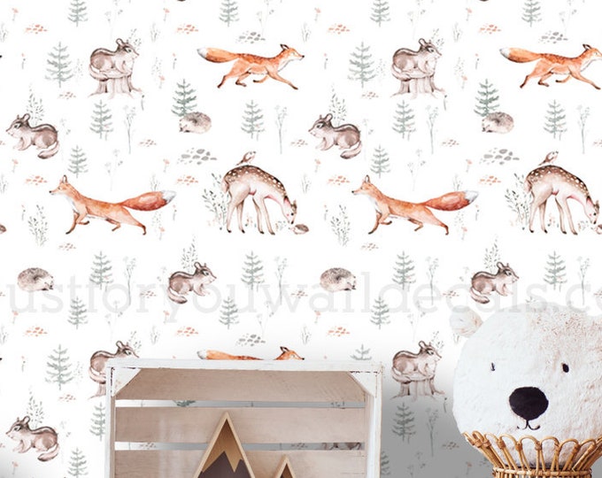 Nursery Wallpaper Animal Wallpaper Removable Wallpaper Etsy