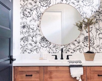 Rose Wallpaper, Floral Wallpaper, Vintage Rose wallpaper, Removable wallpaper, Floral Mural, Pre Pasted Wallpaper, Peel and Stick 30-0004