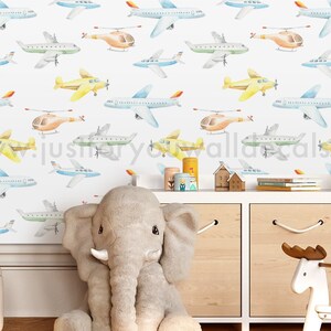Airplane Wallpaper, Nursery Wallpaper Boy, Baby Boy Airplane Wallpaper, Peel and Stick Boy Nursery Wallpaper, Kids Wallpaper 34-0002