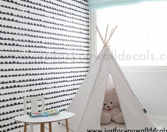 Nursery Wallpaper, Black and White Wallpaper, Removable wallpaper, Kids Room Wallpaper, Contemporary Pattern Wallpaper, Peel Stick, 25-0001