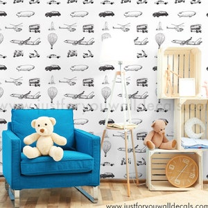 Nursery Wallpaper, Car Wallpaper, Boy Wallpaper, Wallpaper Boys Room, Transportation Wallpaper, Older Boy Wallpaper, Kids Wallpaper 29-0002