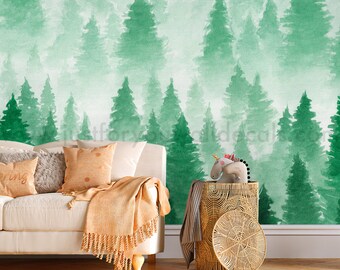 Forest Wallpaper, Forest Mural, Woodland Forest Wallpaper, Boy Nursery Wallpaper, Kids Peel and Stick Wallpaper, Woodland Wallpaper 28-0001