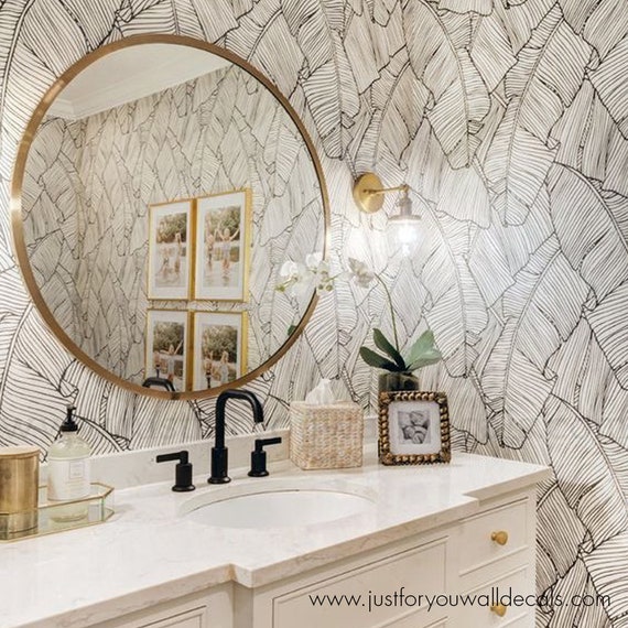 Palm Leaf Wallpaper Bathroom Wallpaper Removable Wallpaper - Etsy Canada