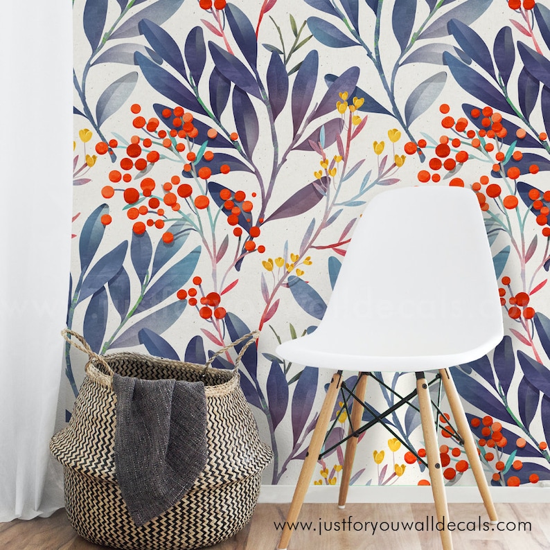 Floral Wallpaper Powder Room Wallpaper Peel and Stick Etsy