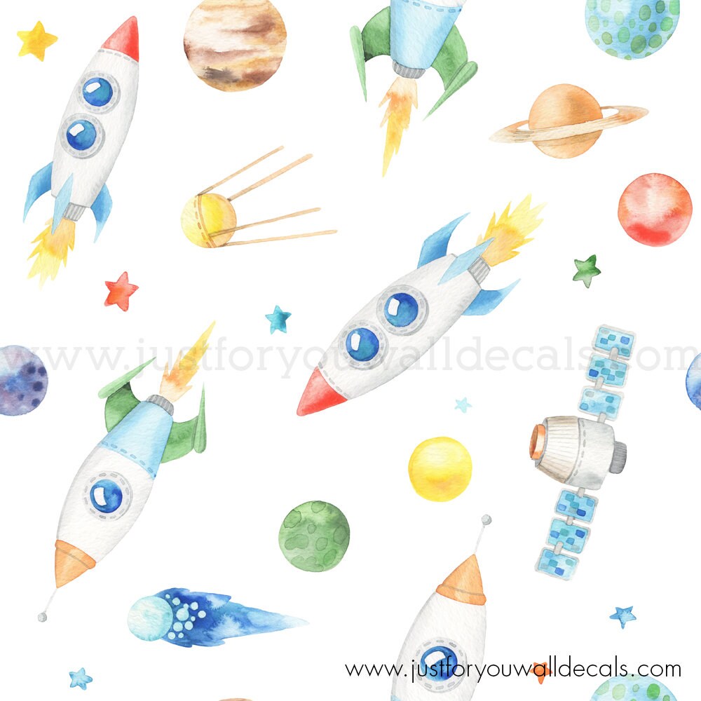 Nursery Wallpaper Outer Space Wallpaper Kids Removable Etsy