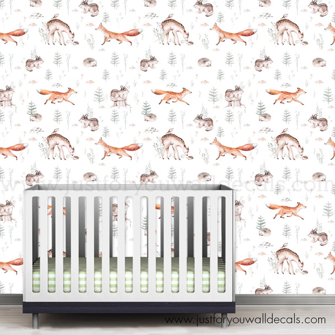Nursery Wallpaper Animal Wallpaper Removable Wallpaper Etsy