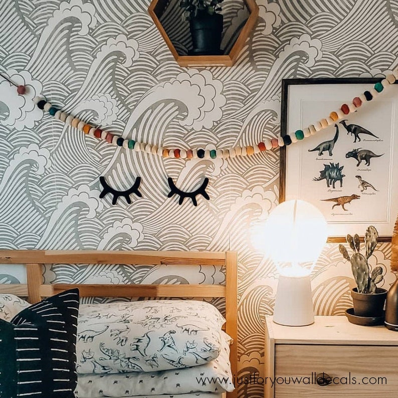 Wave Nursery Wallpaper Kids Wallpaper Peel & Stick Etsy