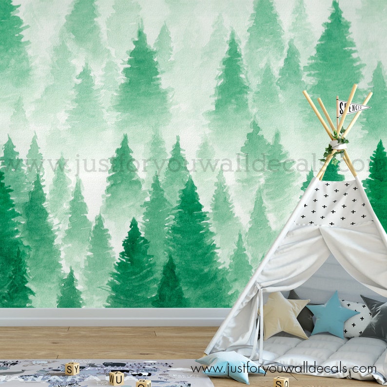 Forest Wallpaper Removable Wallpaper Boy Nursery Wallpaper Etsy