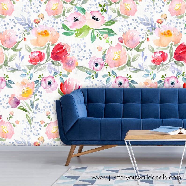 Prepasted Floral Wallpaper Nursery Wallpaper Removable Etsy