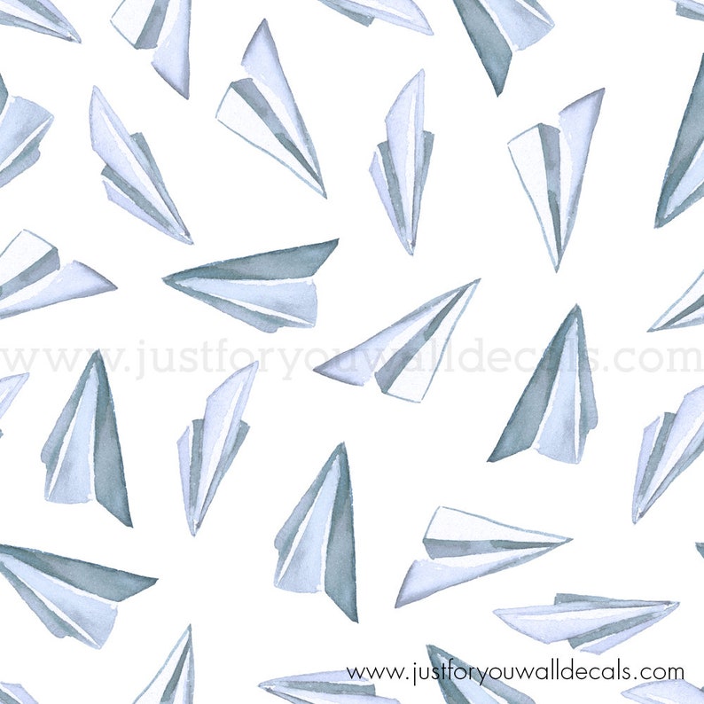 Airplane Wallpaper Boy Nursery Wallpaper Paper Airplane Etsy