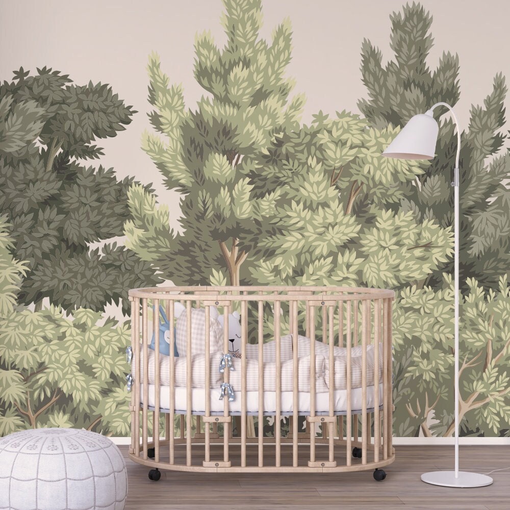 Kids Tree Nursery Wallpaper Mural, Kids Forest Nursery Wallpaper Mural ...