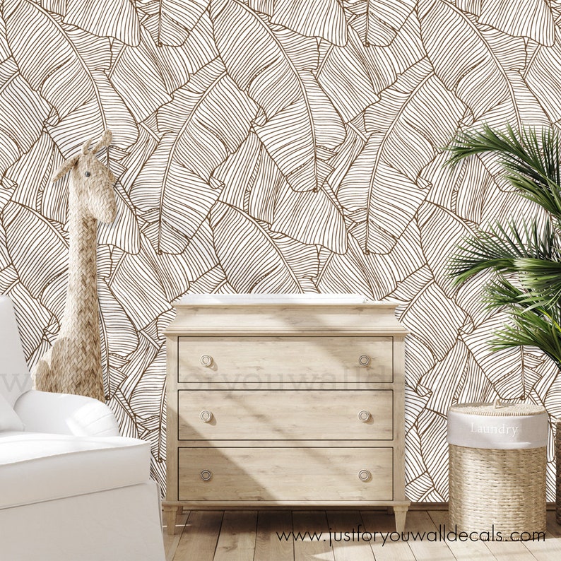 Palm Leaf Wallpaper Nursery Wallpaper Removable Wallpaper Etsy