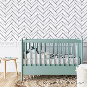 Modern Herringbone Peel and Stick Wallpaper Playful Charm to Nurseries & Playrooms, Herringbone Removable Wallpaper Kids Room 25-0008